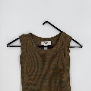 Cos Slim Fit Ribbed Vest Space Dye Knit In Green